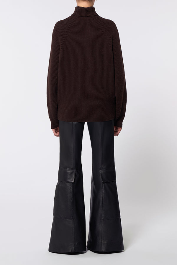 Gabriela Hearst Wigman Knit Turtleneck Sweater In Chocolate Cashmere