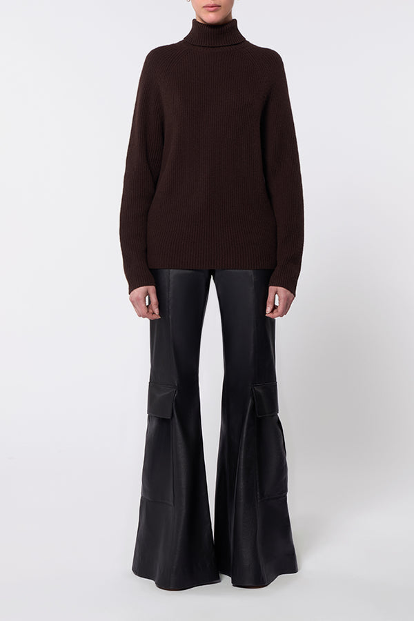 Gabriela Hearst Wigman Knit Turtleneck Sweater In Chocolate Cashmere