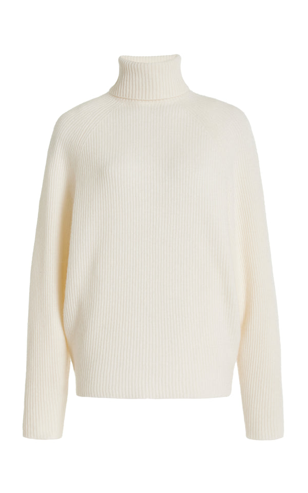 gabriela hearst Wigman Knit Turtleneck Sweater in Ivory Cashmere