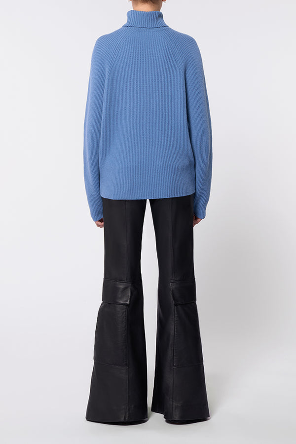 Gabriela Hearst Wigman Knit Turtleneck Sweater In Light Blue Denim Cashmere