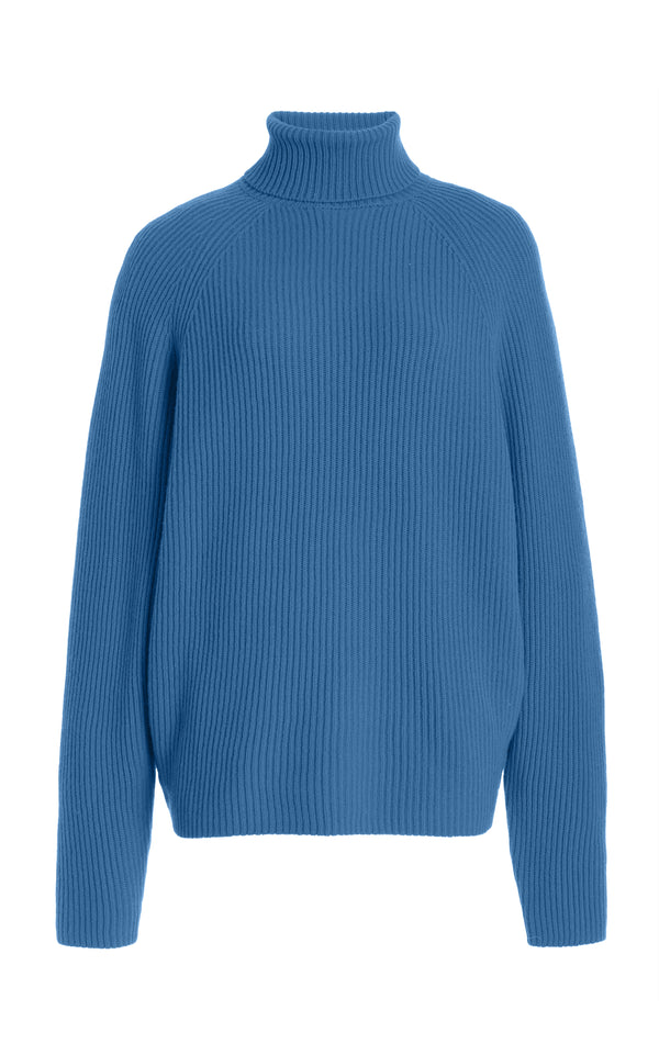 gabriela hearst Wigman Knit Turtleneck Sweater in Light Blue Denim Cashmere