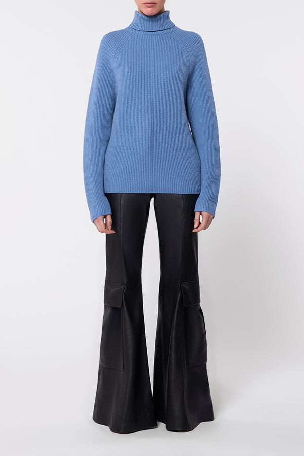 Gabriela Hearst Wigman Knit Turtleneck Sweater In Light Blue Denim Cashmere