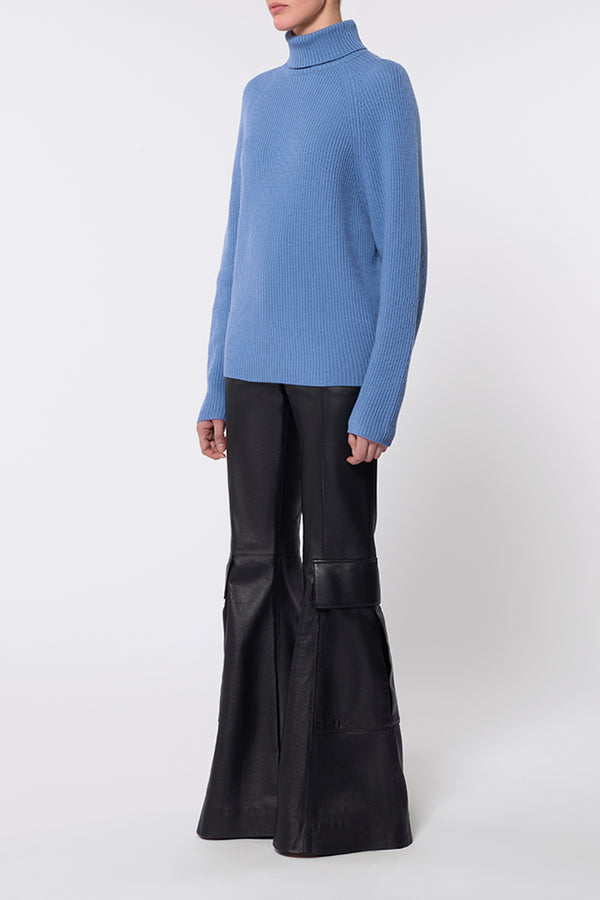 Gabriela Hearst Wigman Knit Turtleneck Sweater In Light Blue Denim Cashmere
