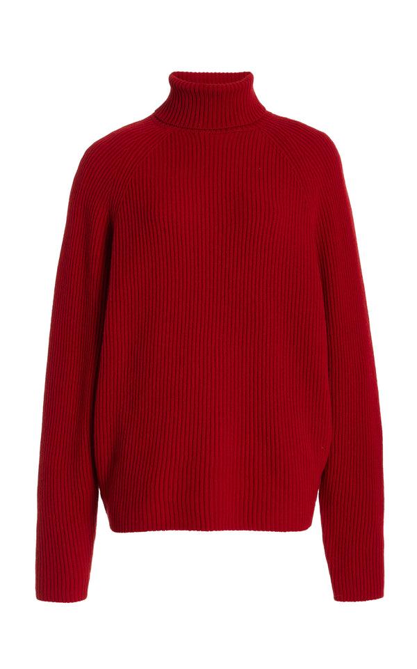 gabriela hearst Wigman Knit Turtleneck Sweater in Scarlet Red Cashmere