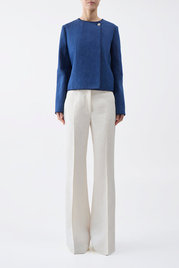 Gabriela Hearst Wyn Jacket In Recycled Cotton Linen Denim