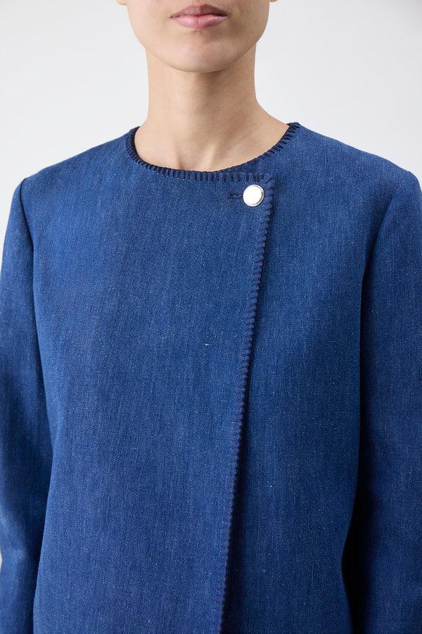Gabriela Hearst Wyn Jacket In Recycled Cotton Linen Denim