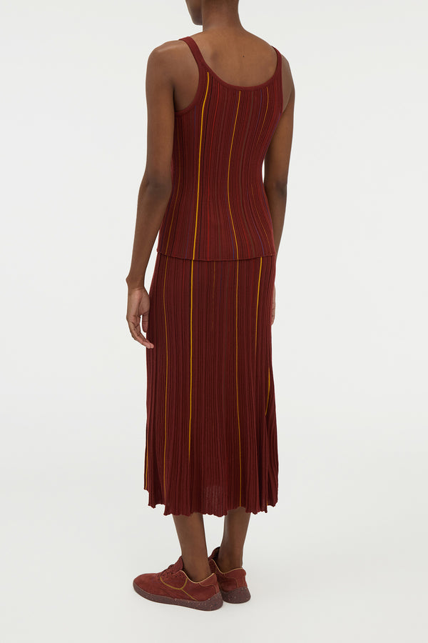 Gabriela Hearst Yara Pinstripe Knit Tank Top In Burnt Sienna Merino Wool
