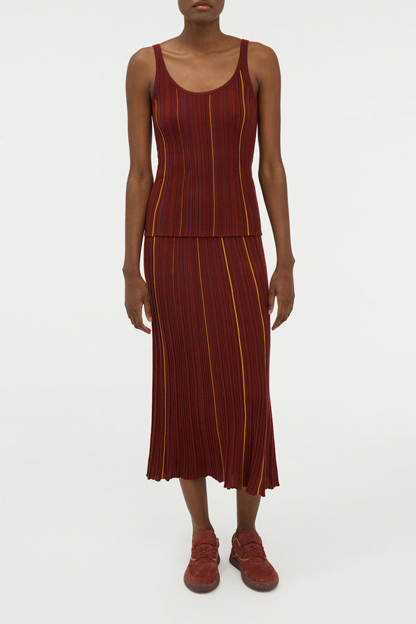 Gabriela Hearst Yara Pinstripe Knit Tank Top In Burnt Sienna Merino Wool