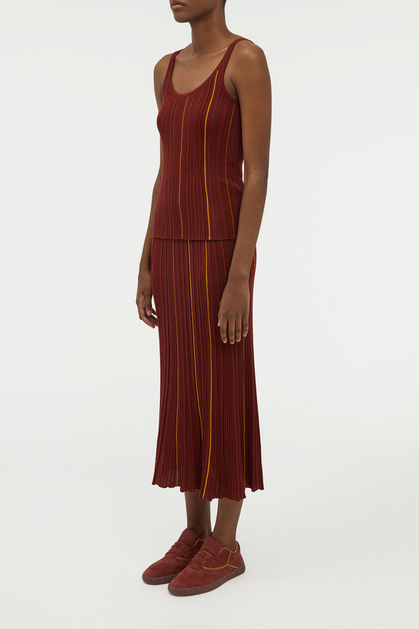 Gabriela Hearst Yara Pinstripe Knit Tank Top In Burnt Sienna Merino Wool