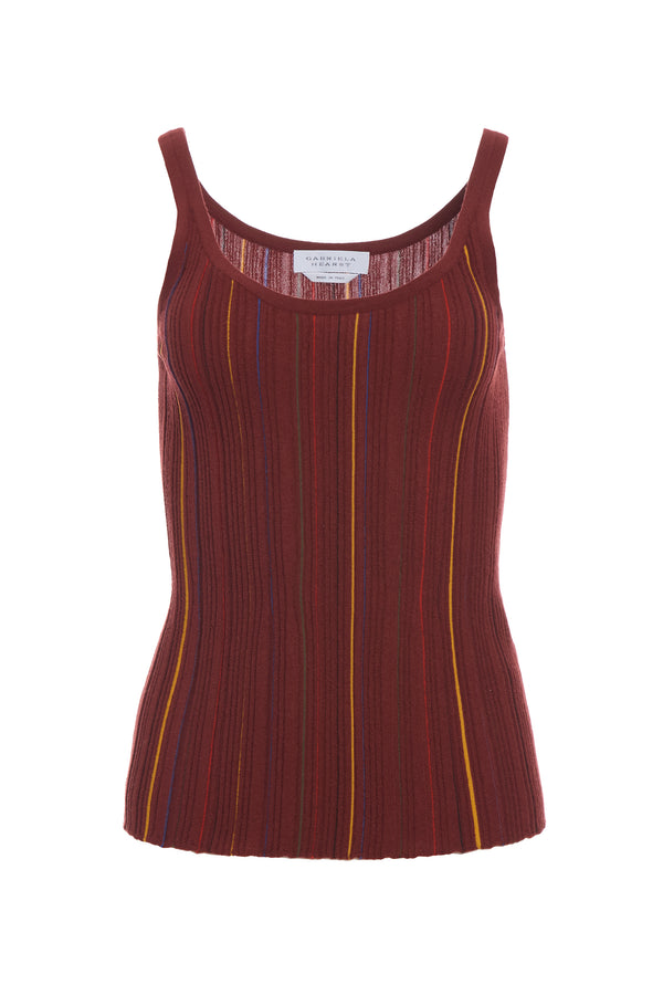 gabriela hearst Yara Pinstripe Knit Tank Top in Burnt Sienna Merino Wool